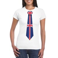 Wit t-shirt met Engeland vlag stropdas dames