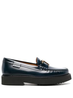Tod's mocassins en cuir à plaque logo - Bleu