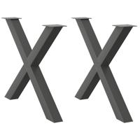 Eettafelpoten 2 st X-vormig 90x(72-73) cm staal antraciet
