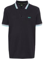 BOSS polo en coton à logo imprimé - Bleu