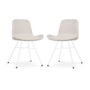 Nolon Noa-Fé Eetkamerstoelen Set van 2 - Beige - Witte Poten