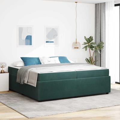 Bedframe met matras met matras Donkergroen 200 x 200 cm Fluweel