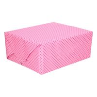 Lichtroze cadeaupapier met roze stipjes 70 x 200 cm   -