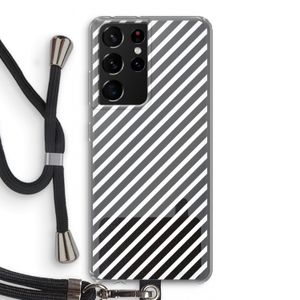 Strepen zwart-wit: Samsung Galaxy S21 Ultra Transparant Hoesje met koord