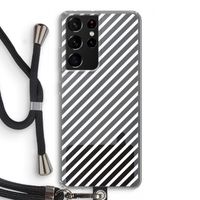 Strepen zwart-wit: Samsung Galaxy S21 Ultra Transparant Hoesje met koord