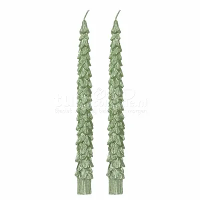 Dinerkaars Kerstboom Wit Mint 25cm 2st