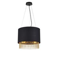 Searchlight Zwarte hanglamp Fringe Ø 40cm 8723-3BK - thumbnail