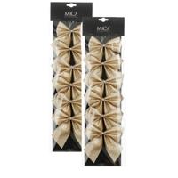 Kerst ornamenten strikken - 12x st - champagne - 10 x 12 cm - kerstboomstrikjes - kerstversiering