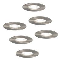 Set van 6 Bari LED inbouwspots - 5 Watt 400 lumen - 6000K daglicht wit - GU10 - Dimbaar - Rond - IP65 waterdicht - RVS - Voor binnen, buiten en badkamer