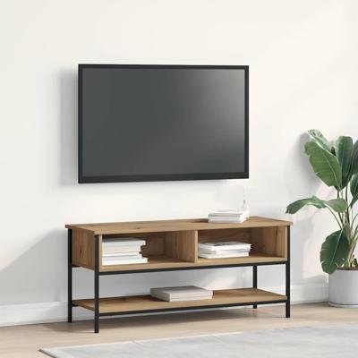 TV-kast artisanaal eikenkleurig 100 x 35 x 45 cm Bewerkt hout