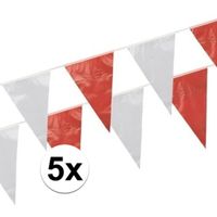 5x Vlaggenlijnen rood/wit 10 meter