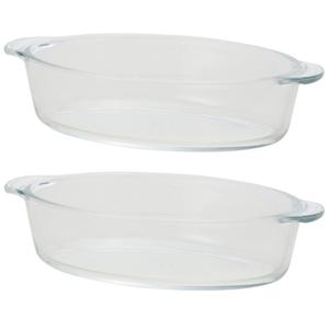 Mini ovenschaal - 6x - transparant - 400 ml - 20 x 11 x 5 cm - glas - Ovaal