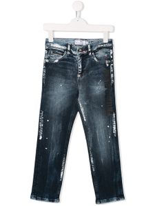 Philipp Plein Junior jean à effet taches de peinture - Bleu