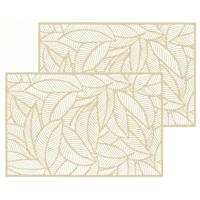 Secret de Gourmet Diner tafel placemats Jungle print - Set van 12x stuks - goud - PVC - 45 x 30 cm