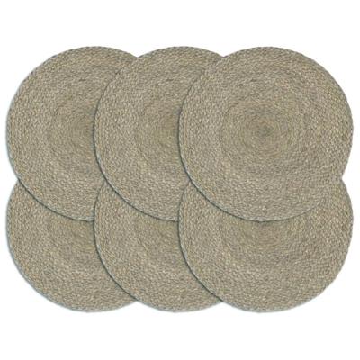 VidaXL Placemats 6 st rond 38 cm jute effen grijs