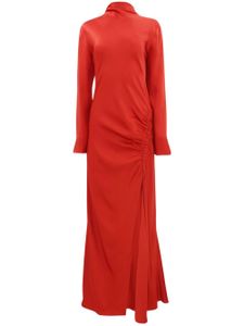 LAPOINTE robe longue froncée en satin - Rouge