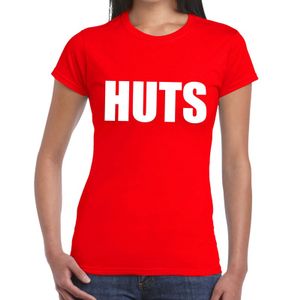 HUTS tekst t-shirt rood dames