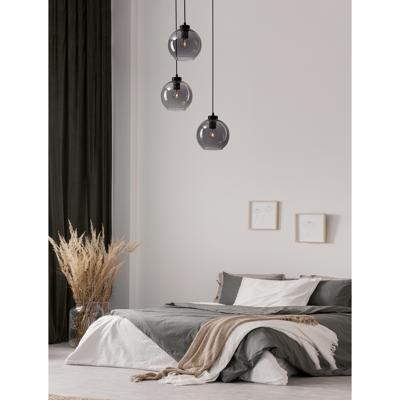 Lyora HanglampPalmer 3-lichts rond zwart met smoke glas - 9241140