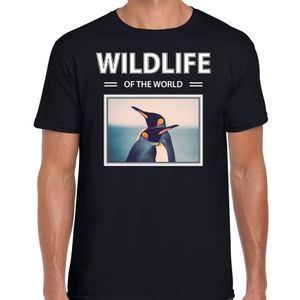 Pinguin t-shirt met dieren foto wildlife of the world zwart voor heren