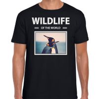 Pinguin t-shirt met dieren foto wildlife of the world zwart voor heren