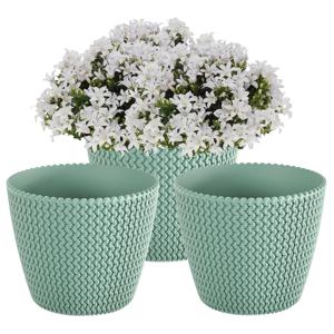 Plantenpot/bloempot Splofy - 3x - mint groen - kunststof - D16 x H13 cm - binnen/buiten