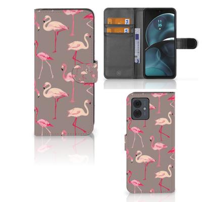Motorola Moto G14 | Telefoonhoesje | Met pasjeshouder | Flamingo