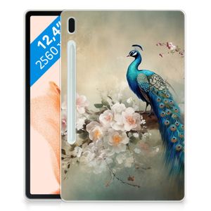 Back Case voor Samsung Galaxy Tab S7FE Vintage Pauwen