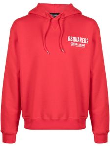 DSQUARED2 hoodie en coton à logo imprimé - Rouge