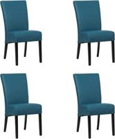 Set van 4 Blauwe leren landelijke eetkamerstoelen Just - Toledo Leer Turquoise (blauw leer) Set van 4 Blauwe leren landelijke eetkamerstoelen Just - Toledo Leer Turquoise (blauw leer)