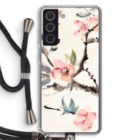 Japanse bloemen: Samsung Galaxy S21 FE Transparant Hoesje met koord