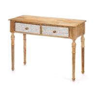 Zijtafel met 2 lades Gift Decor 35 35 Wit Bruin 98 x 77 x 42 cm Strepen