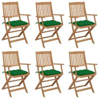 Tuinstoelen 6 st inklapbaar met kussens massief acaciahout