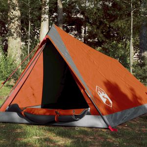 Tent 2-persoons 200x120x88/62 cm 185T taft grijs en oranje