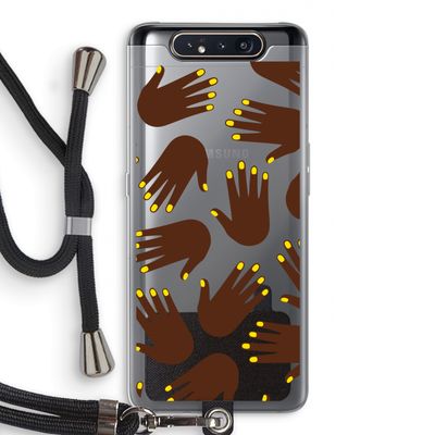 Hands dark: Samsung Galaxy A80 Transparant Hoesje met koord