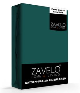 Zavelo Hoeslaken Katoen Satijn Donker Groen-Lits-jumeaux (160x220 cm)