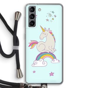 Regenboog eenhoorn: Samsung Galaxy S21 Transparant Hoesje met koord