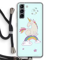 Regenboog eenhoorn: Samsung Galaxy S21 Transparant Hoesje met koord
