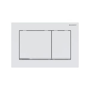 Geberit Drukplaat Omega 30 voor 2-toets Spoeling met Glansverchroomde Designstroken Mat Wit