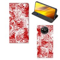 Mobiel BookCase Xiaomi Poco X3 Pro | Poco X3 Angel Skull Rood Mobiel BookCase Xiaomi Poco X3 Pro | Poco X3 Angel Skull Rood