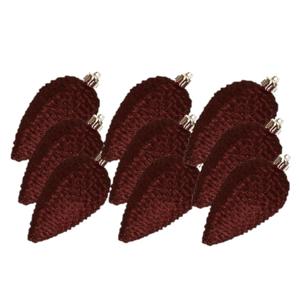 Kersthangers dennenappels - 18x st - mahonie bruin - glitter - 8 cm - kunststof - kerstversiering