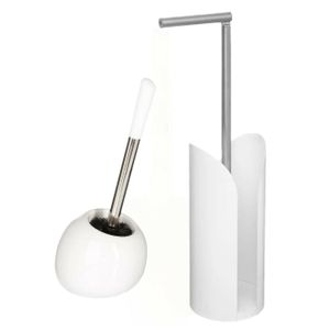 WC-/toiletborstel met toiletrolhouder set wit