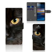 Sony Xperia 10 | Telefoonhoesje | Met pasjeshouder | Zwarte Kat