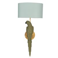 HAES DECO - Wandlamp - City Jungle - Papagaai Lamp, Ø 23*44 cm - Groen Ovaal Polyresin - Muurlamp, Sfeerlamp - thumbnail