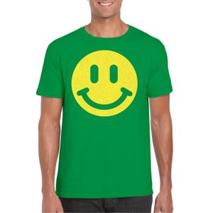 Verkleed T-shirt voor heren - Smile Emoticon - groen - carnaval/foute party - feestkleding