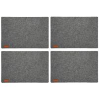 4x stuks rechthoekige placemats met ronde hoeken polyester grijs 30 x 45 cm