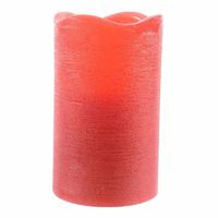 LED kaars/stompkaars - rustiek rood - 10 cm - wax - thumbnail