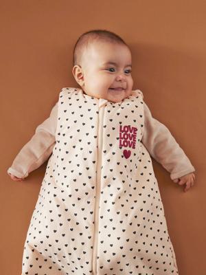Omkeerbare mouwloze slaapzak met opening in het midden LOVELY LÉO roze, bedrukt