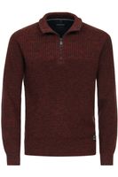 Casa Moda Casual Regular Fit Half-Zip Sweater rood, Effen