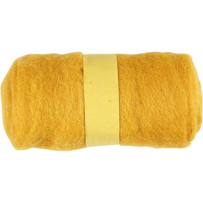 Creativ Company Gekaarde wol, geel, 100 gr/ 1 bol