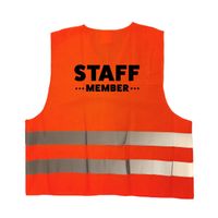 staff member / personeel vestje / hesje oranje met reflecterende strepen voor volwassenen - thumbnail